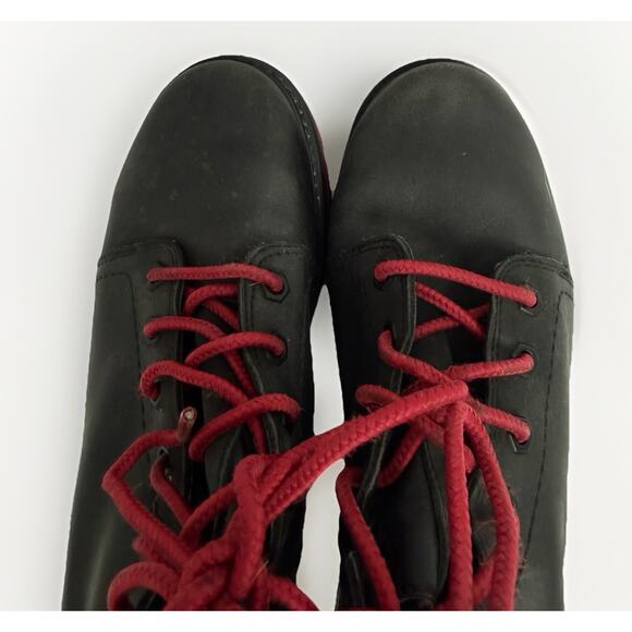 Timberland Womens Leather Boots Size 8.5 Black Plaid Red Laces Waterproof Zip - Picture 11 of 13